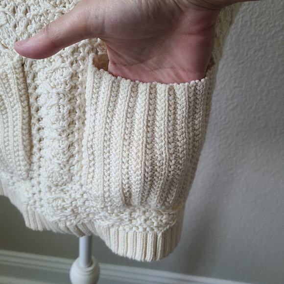 Anthropologie Women's Cable Knit Festival Dress Size Small Boho Wool Blend Ivory - Picture 3 of 12